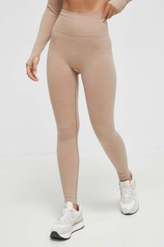 Легінси для тренувань Casall Wool Rib колір бежевий однотонні
