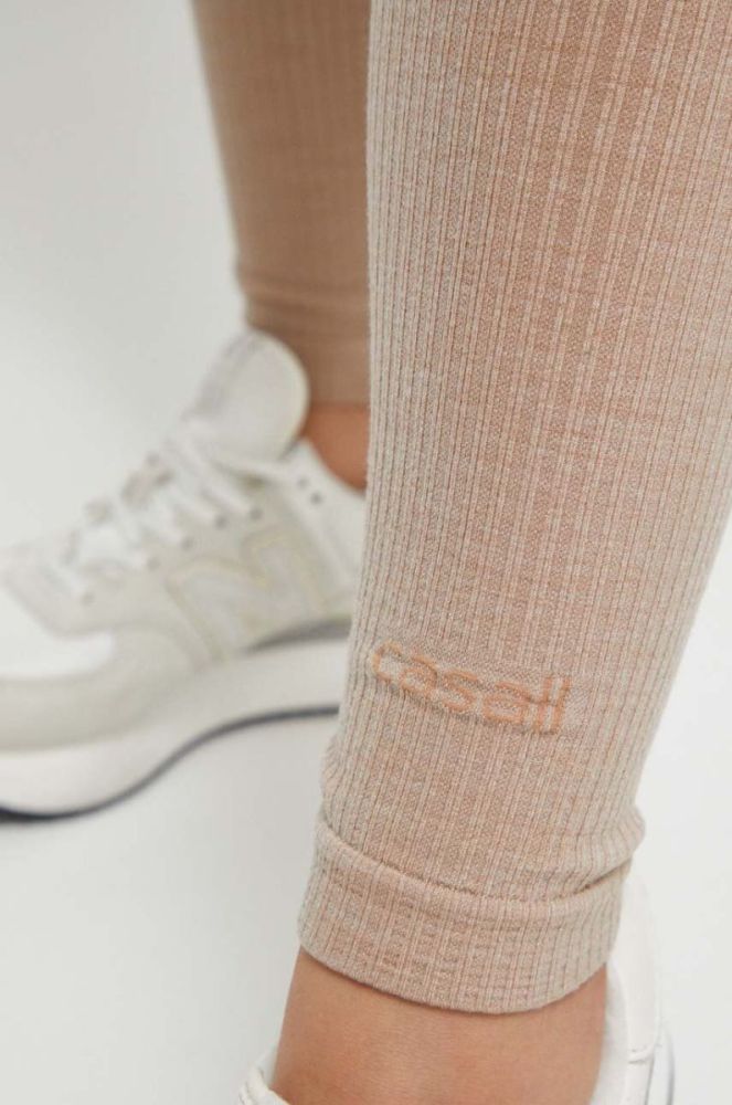 Легінси для тренувань Casall Wool Rib колір бежевий однотонні фото 4