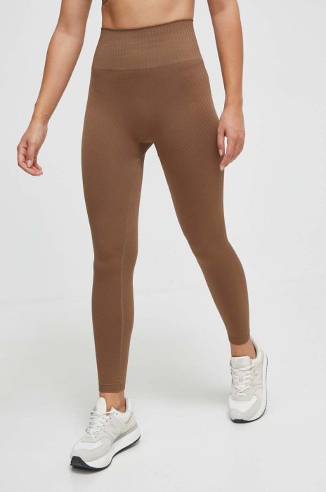 Легінси для йоги Casall Seamless Graphical Rib колір коричневий однотонні