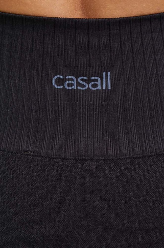 Легінси для йоги Casall Seamless Graphical Rib колір чорний однотонні фото 4