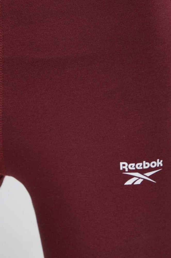 Легінси Reebok жіночі колір бордовий однотонні фото 4