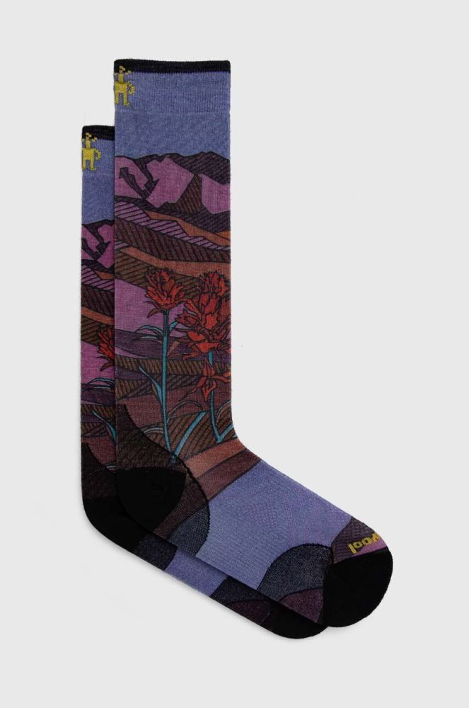 Лижні шкарпетки Smartwool Ski Zero Cushion Floral Field Print OTC колір фіолетовий