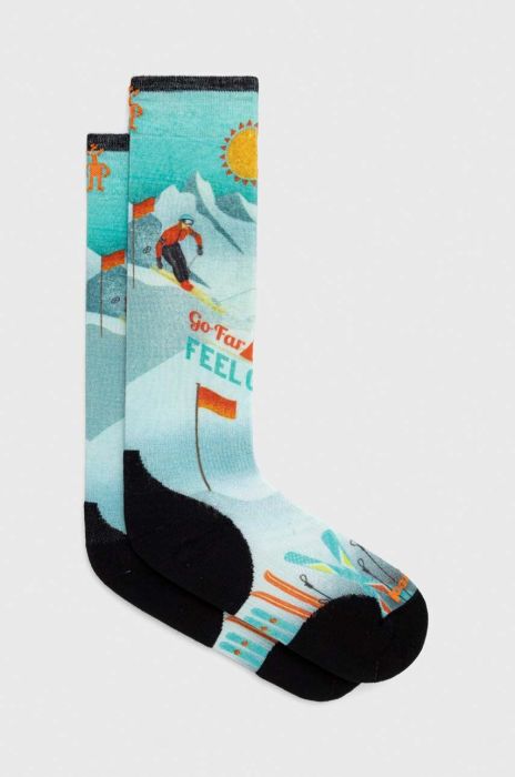 Лижні шкарпетки Smartwool Targeted Cushion Snow Bunny Print OTC колір бірюзовий Лижні шкарпетки Smartwool Targeted Cushion Snow Bunny Print OTC колір бірюзовий