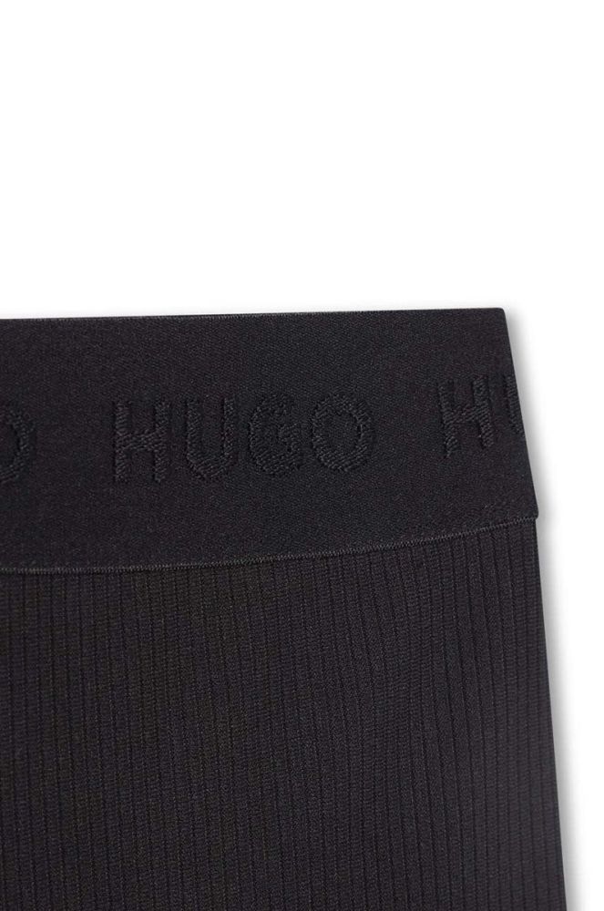 Дитячі легінси HUGO колір чорний однотонні (3424970) фото 3