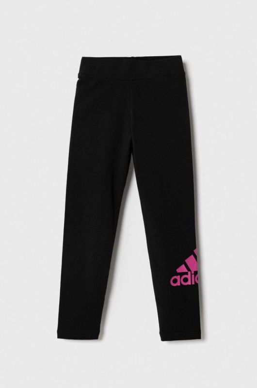 Дитячі легінси adidas колір чорний з принтом