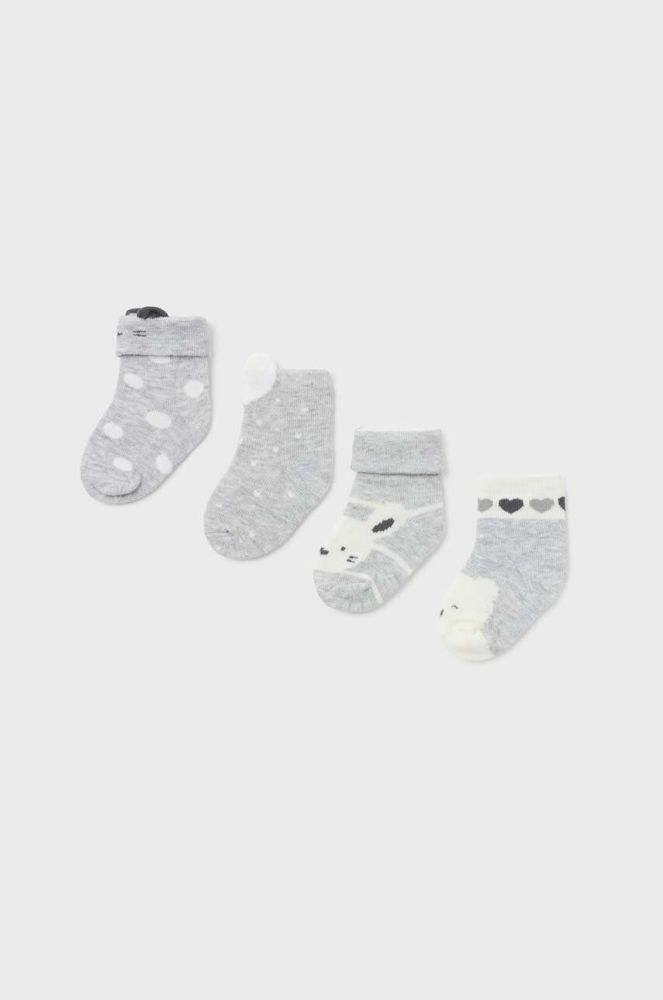 Шкарпетки для немовлят Mayoral Newborn Gift box 4-pack колір сірий
