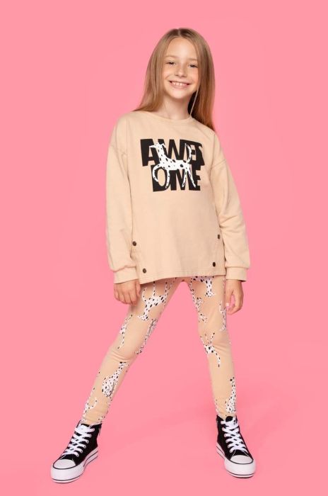 Дитячі легінси Coccodrillo колір бежевий візерунок