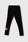 Дитячі легінси Puma ESS+ Logo Leggings G колір чорний з принтом