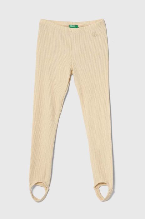 Дитячі легінси United Colors of Benetton колір бежевий однотонні