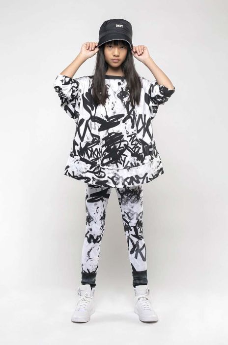 Дитячі легінси Dkny колір білий візерунок (3458933)