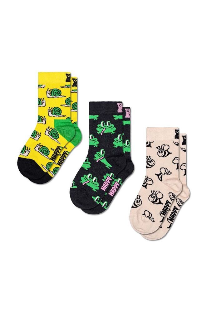 Дитячі шкарпетки Happy Socks Small Friends 3-pack колір жовтий