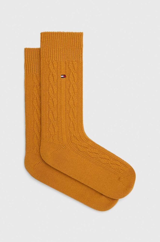 Шкарпетки з домішкою вовни Tommy Hilfiger колір жовтий
