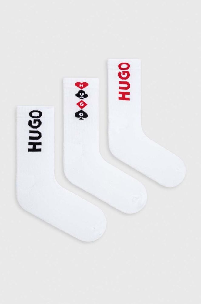 Шкарпетки HUGO 3-pack чоловічі колір білий (3486121)