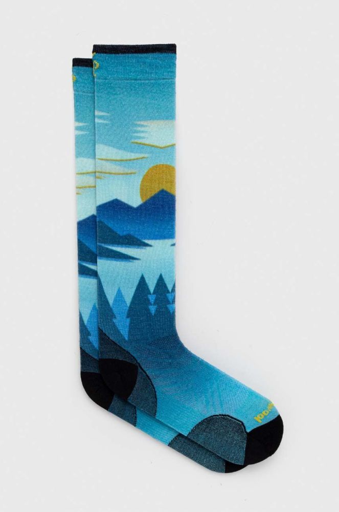 Лижні шкарпетки Smartwool Ski Zero Cushion Chasing Mountains Print OTC колір блакитний