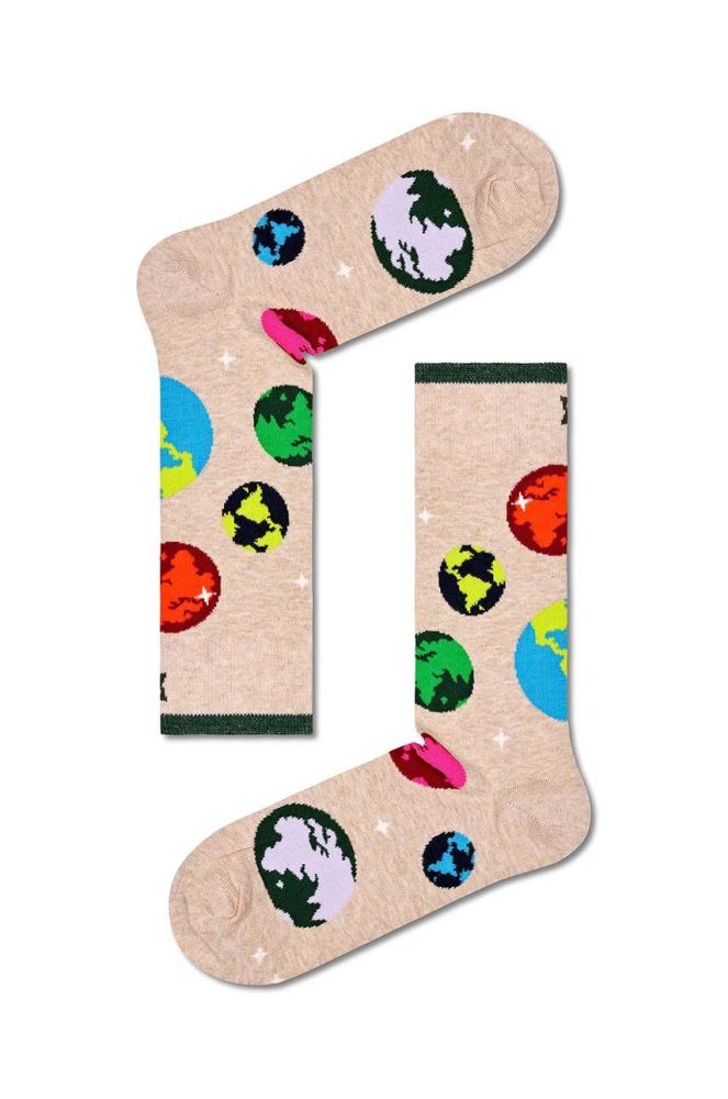 Шкарпетки Happy Socks Planet Earth Sock колір бежевий