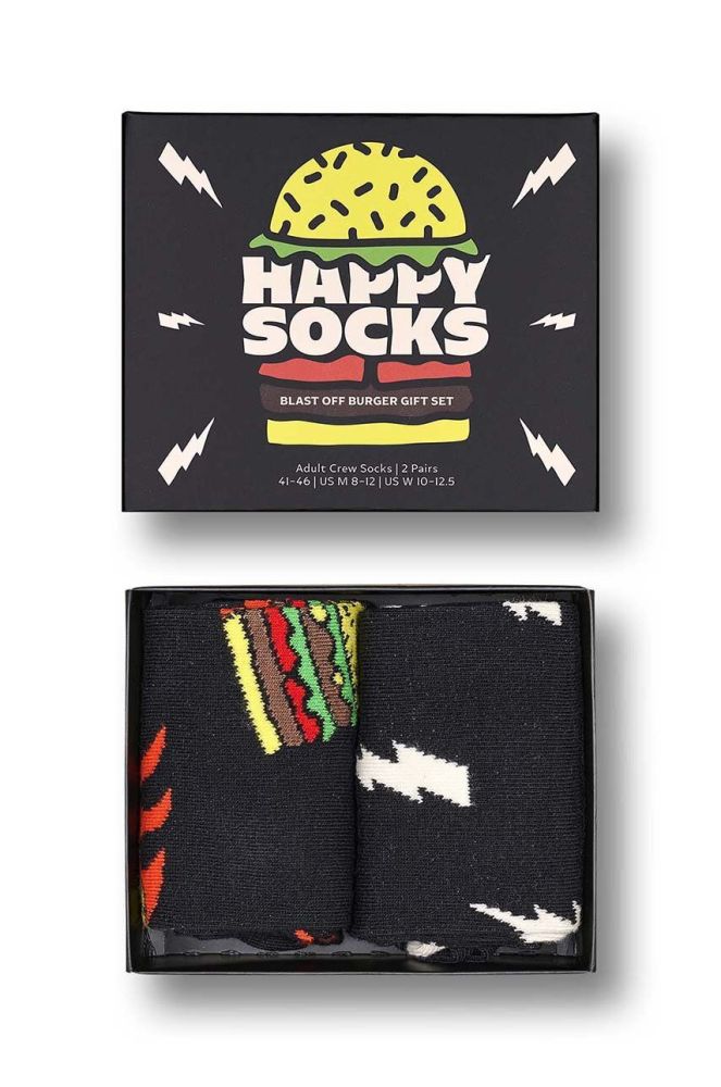 Шкарпетки Happy Socks Blast Off Burger Socks 2-pack колір чорний