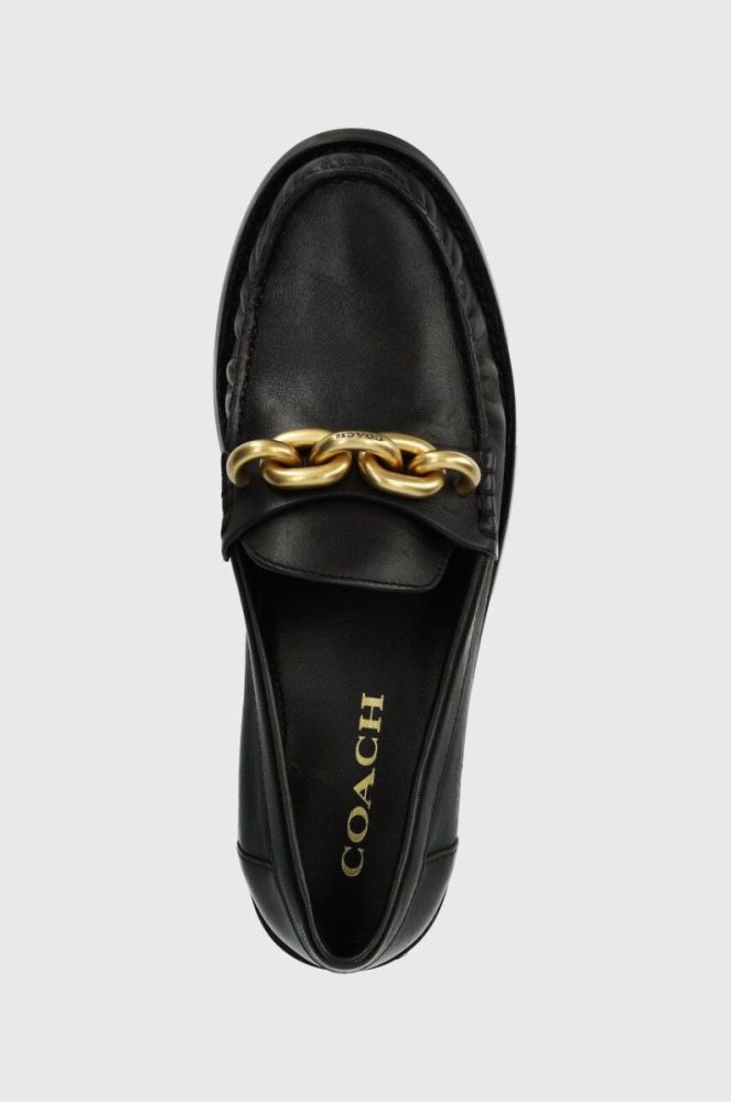 Шкіряні мокасини Coach Jess жіночі колір чорний на плоскому ходу CK008 фото 4