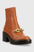 Шкіряні черевики Coach Kenna жіночі колір коричневий каблук блок CK031
