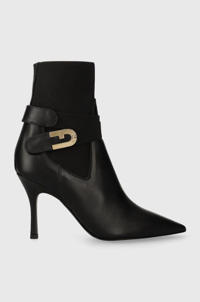 Шкіряні черевики Furla Furla Sign жіночі колір чорний на шпильці YG63SGN BX2164 O6000