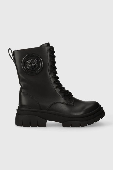 Черевики Just Cavalli жіночі колір чорний на плоскому ходу 75RA3S81ZS984899 Черевики Just Cavalli жіночі колір чорний на плоскому ходу 75RA3S81ZS984899