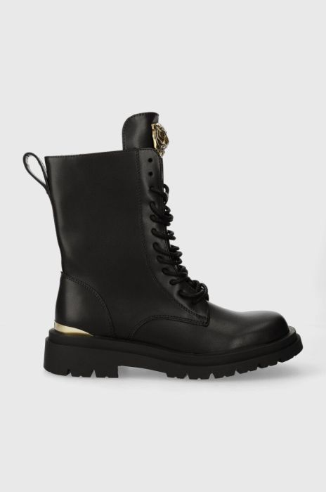 Черевики Just Cavalli жіночі колір чорний на плоскому ходу 75RA3S90 ZS984 PK3