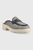 Шльопанці Tommy Hilfiger TH WOVEN MULE LOAFER жіночі колір синій каблук блок FW0FW07223