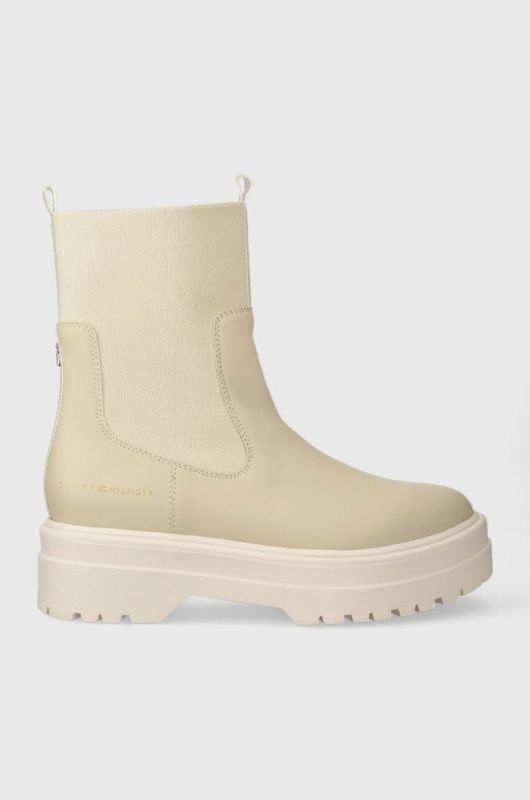 Черевики Tommy Hilfiger FEMININE SEASONAL жіночі колір бежевий на платформі FW0FW07226
