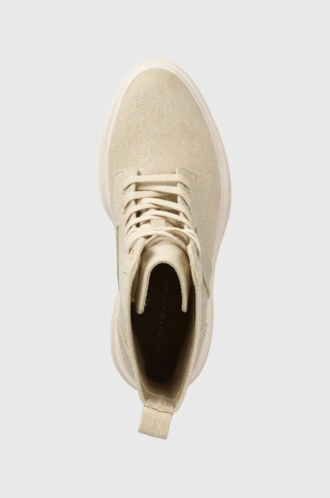Черевики Tommy Hilfiger FEMININE ESSENTIAL CANVAS жіночі колір бежевий на платформі FW0FW07357 фото 4