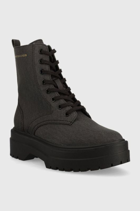 Черевики Tommy Hilfiger FEMININE ESSENTIAL CANVAS жіночі колір сірий на платформі FW0FW07357 фото 2