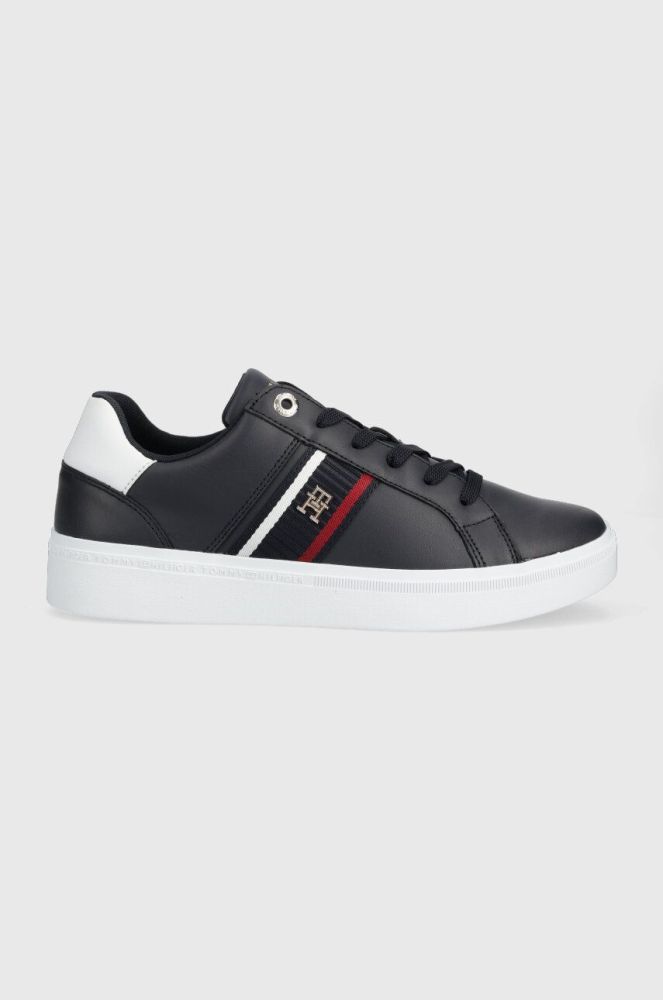 Шкіряні кросівки Tommy Hilfiger CORP WEBBING SNEAKER колір синій FW0FW07379