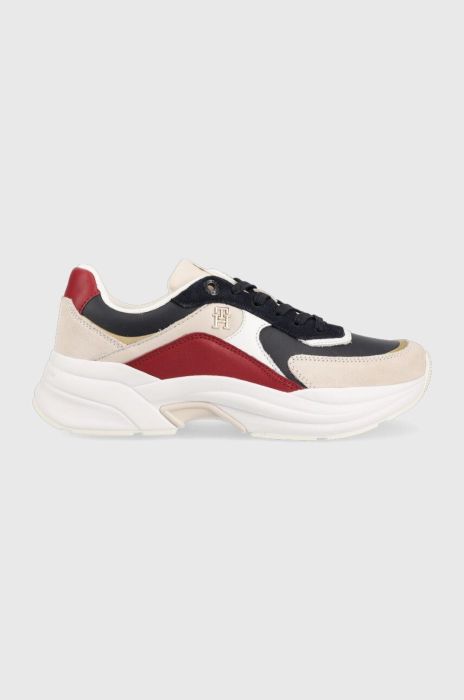 Шкіряні кросівки Tommy Hilfiger CHUNKY TH RUNNER колір синій FW0FW07386
