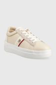 Шкіряні кросівки Tommy Hilfiger CORP WEBBING COURT колір бежевий FW0FW07387