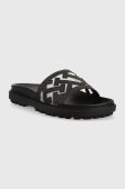 Шкіряні шльопанці Tommy Hilfiger TH ELEVATED FLAT SANDAL жіночі колір чорний на платформі FW0FW07407