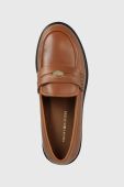 Шкіряні мокасини Tommy Hilfiger TH ICONIC LOAFER жіночі колір коричневий на плоскому ходу FW0FW07412