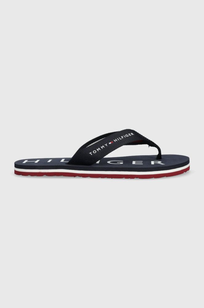 В'єтнамки Tommy Hilfiger ESSENTIAL CORP FLIP жіночі колір синій на плоскому ходу FW0FW07419