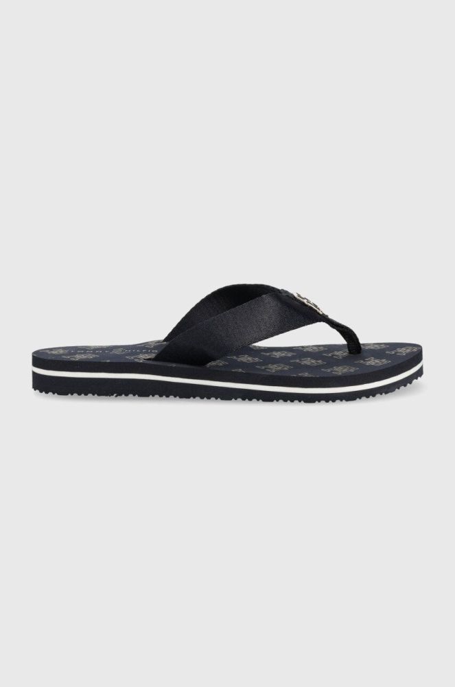 В'єтнамки Tommy Hilfiger TH ELEVATED FLIP FLOP жіночі колір синій на плоскому ходу FW0FW07420