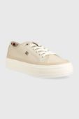Кеди Tommy Hilfiger ESSENTIAL VULC CANVAS жіночі колір бежевий FW0FW07459