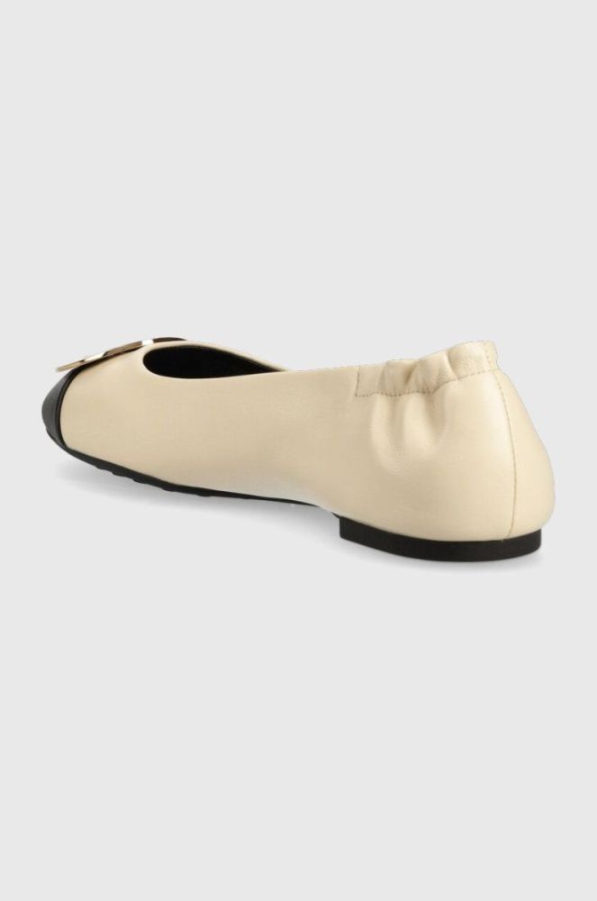 Шкіряні балетки Tory Burch Claire Cap Toe Ballet колір бежевий  148336-001 фото 3