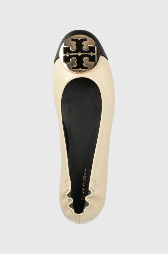 Шкіряні балетки Tory Burch Claire Cap Toe Ballet колір бежевий  148336-001 фото 4