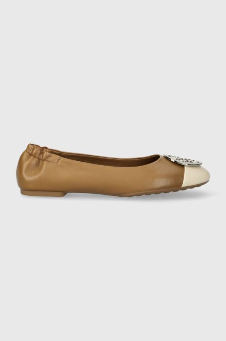 Шкіряні балетки Tory Burch Claire Cap Toe Ballet колір бежевий  148336-250