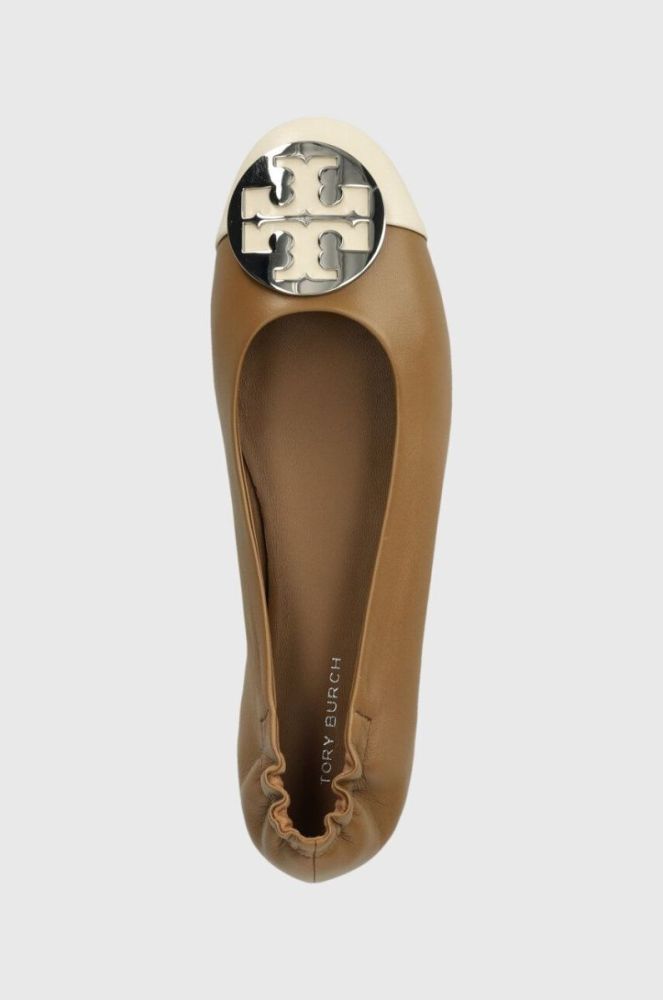 Шкіряні балетки Tory Burch Claire Cap Toe Ballet колір бежевий  148336-250 фото 4