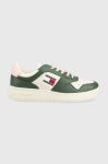 Шкіряні кросівки Tommy Jeans TJW RETRO BASKET LEATHER колір зелений EN0EN02204 Шкіряні кросівки Tommy Jeans TJW RETRO BASKET LEATHER колір зелений EN0EN02204