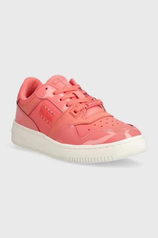 Шкіряні кросівки Tommy Jeans TJW RETRO BASKET GLOSSY колір помаранчевий EN0EN02206 фото 2