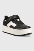 Шкіряні кросівки Tommy Jeans TJW VELCRO FLATFORM колір чорний EN0EN02210