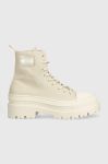 Черевики Tommy Jeans TJW FOXING CANVAS BOOT жіночі колір бежевий на платформі EN0EN02216 Черевики Tommy Jeans TJW FOXING CANVAS BOOT жіночі колір бежевий на платформі EN0EN02216