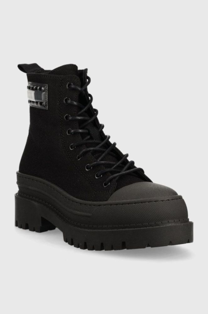 Черевики Tommy Jeans TJW FOXING CANVAS BOOT жіночі колір чорний на платформі EN0EN02216 фото 2