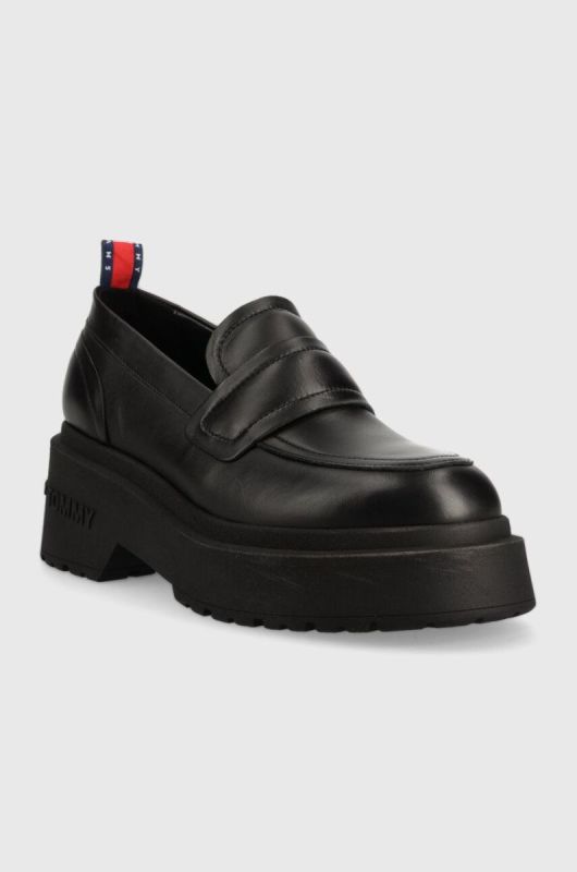 Шкіряні мокасини Tommy Jeans TJW AVA LOAFER жіночі колір чорний на платформі EN0EN02218 фото 2