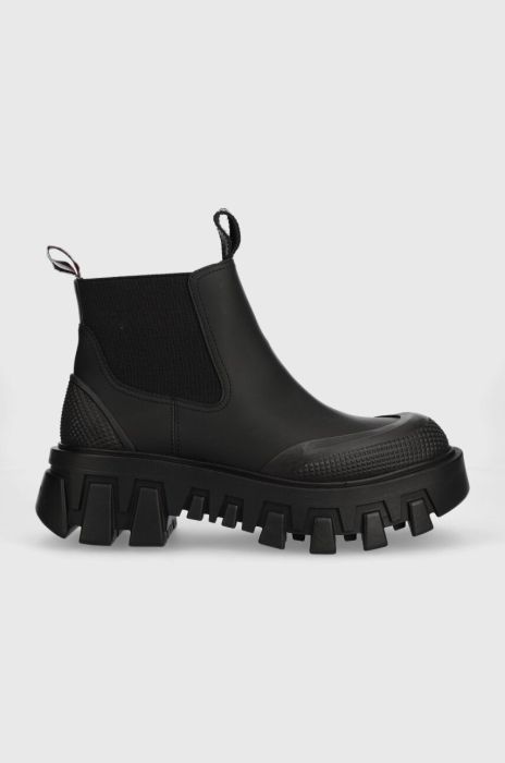 Черевики Tommy Jeans TJW RUBBER RAIN BOOT жіночі колір чорний на платформі EN0EN02234