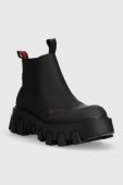 Черевики Tommy Jeans TJW RUBBER RAIN BOOT жіночі колір чорний на платформі EN0EN02234