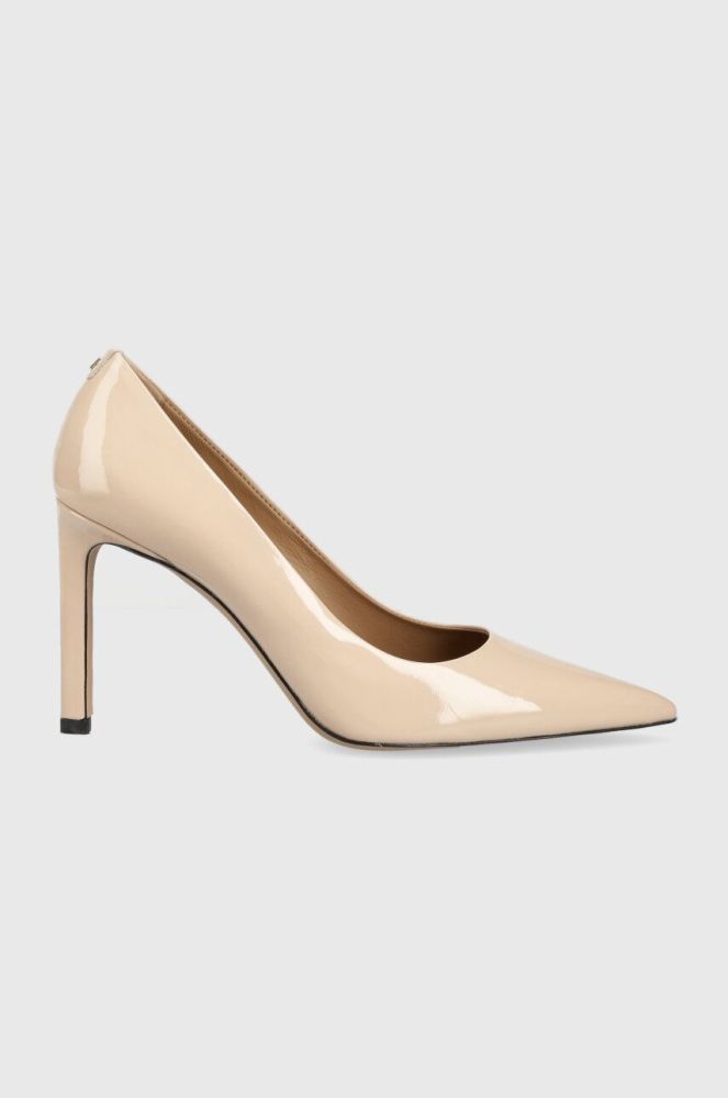 Шкіряні туфлі BOSS Janet Pump 90-P_N колір бежевий 50498758